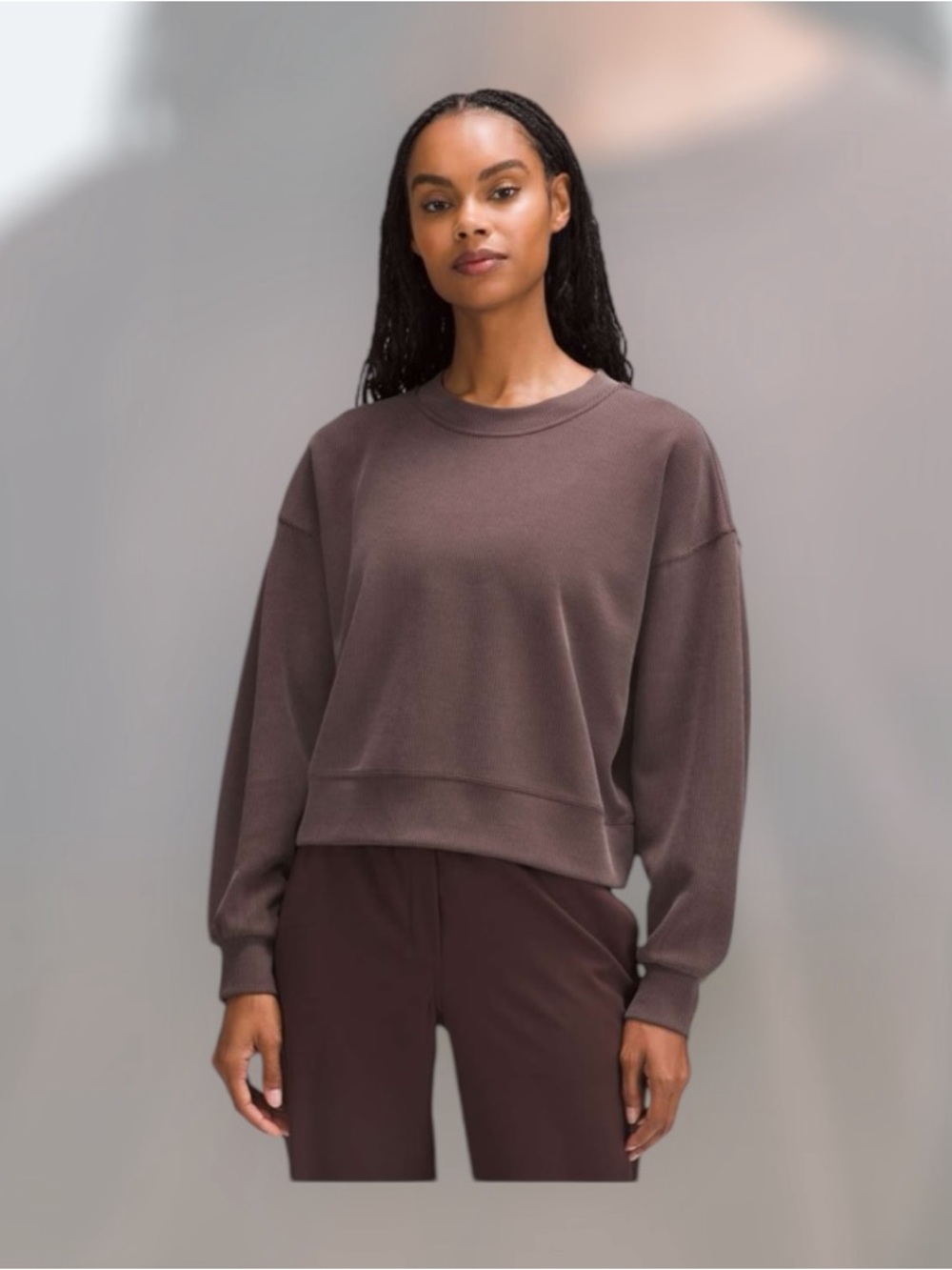 Lululemon Ribbed Softstreme Perfectly Oversized Cropped Crew
Espresso